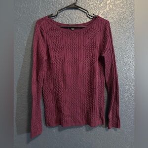 Ann Taylor Women's Cable Knit Sweater – Size M – Plum Burgundy
